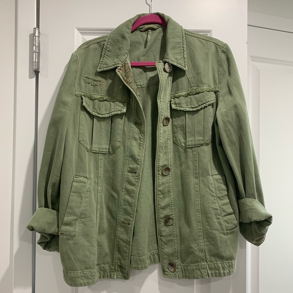 Free People Green Utility Jacket